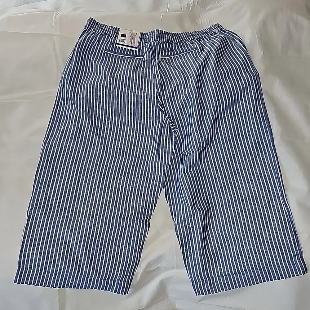 BeachLunchLounge Cropped Linen Striped Pants Size XXL - Picture 14 of 15